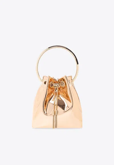 Jimmy Choo Bon Bon Mirror Effect Top Handle Bag In Rose Gold