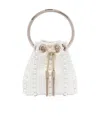 Jimmy Choo Womens Bon Bon Micro Pearl-embellished Satin Top-handle Bag Ivory In White