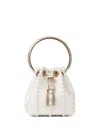 Jimmy Choo Womens Bon Bon Micro Pearl-embellished Satin Top-handle Bag Ivory In White