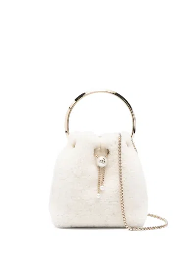 JIMMY CHOO BON BON PEARL-EMBELLISHED RING-HANDLE MINI BAG