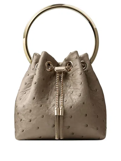Jimmy Choo Bon Bon Ring-handle Bucket Bag In Brown