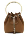 Jimmy Choo Bon Bon Ring-handle Bucket Bag In Brown