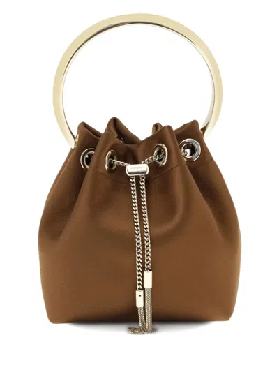 Jimmy Choo Bon Bon Ring-handle Bucket Bag In Brown