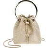 Jimmy Choo Bon Bon Ring Handle Bucket Bag In Champagne