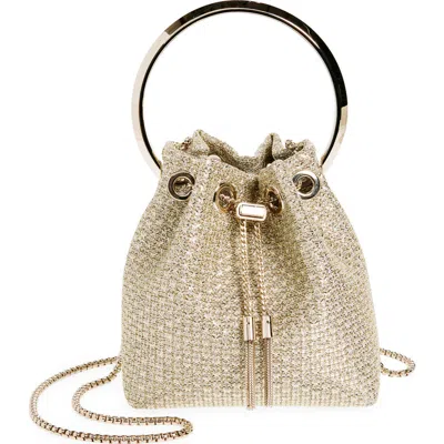 Jimmy Choo Bon Bon Ring Handle Bucket Bag In Champagne