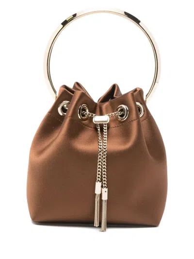Jimmy Choo Bon Bon Ring-handle Tassel Mini Bag In Brown