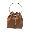 Jimmy Choo Chain Strap Bucket Bag Tassel Detail In Brown