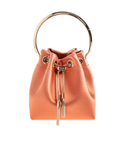 Jimmy Choo Bon Bon Bracelet-handle Bucket Bag In Orange