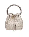 Jimmy Choo Bon Bon Satin Bag With Micro Net And Applied Stones In Multi