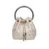 Jimmy Choo Bon Bon Satin Bag With Micro Net And Applied Stones In White