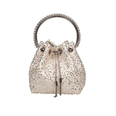 JIMMY CHOO JIMMY CHOO BON BON SATIN BAG WITH MICRO NET AND APPLIED STONES