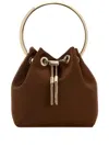 Jimmy Choo Bon Bon Satin Bucket Bag In Brown