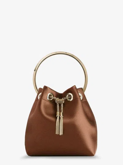 Jimmy Choo Bon Bon Satin Crossbody Bag In Brown