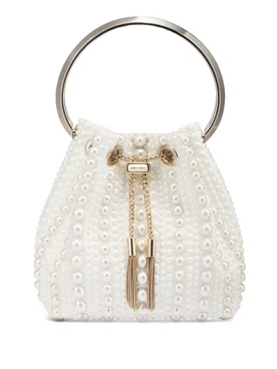 Jimmy Choo Bon Bon Satin Bucket Bag In 中性色