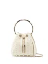 Jimmy Choo Womens Bon Bon Micro Pearl-embellished Satin Top-handle Bag Ivory In Neutrals