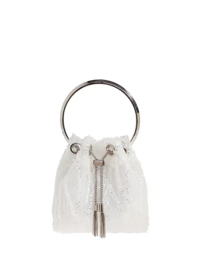 Jimmy Choo Bon Bon Sequined Tote Bag In White