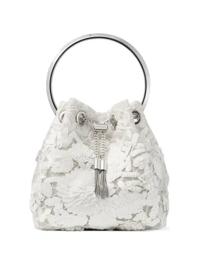 Jimmy Choo Bon Bon Sequin-embellished Shoulder Bag In White