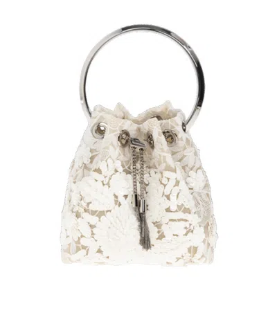 Jimmy Choo Bon Bon Sequin-embellished Shoulder Bag In White