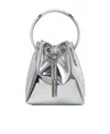 Jimmy Choo Bon Bon Mini Silver-tone Handbag With Metal Bracelet Handle In Mirror Fabbric Woman In Gray