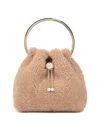 Jimmy Choo Bon Bon Shearling Bucket Bag In Brown