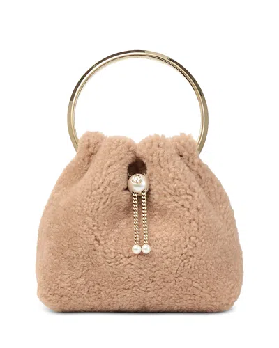Jimmy Choo Bon Bon Shearling Bucket Bag In Brown