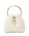 Jimmy Choo Bon Bon Shearling Bucket Bag In Gold
