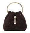Jimmy Choo Bon Bon Shearling Top-handle Bag In Brown