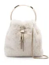 Jimmy Choo Bon Bon Pearl-embellished Ring-handle Mini Bag In Nude