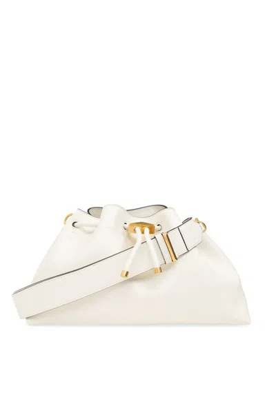 Jimmy Choo Womens Latte/gold Cinch Leather Shoulder Bag In White