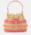Jimmy Choo Small Bon Bon Bucket Bag In Beaded Raffia In Beige