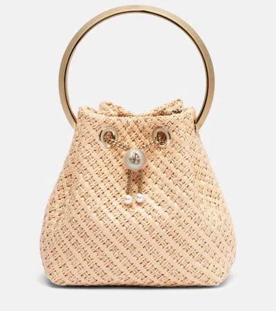 Jimmy Choo Bon Bon Small Embellished Raffia Tote Bag