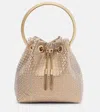 Jimmy Choo Bon Bon Small Embellished Satin Bucket Bag In Gold