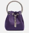 Jimmy Choo Bon Bon Small Satin Bucket Bag In Acai