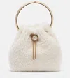 Jimmy Choo Bon Bon Pearl-embellished Ring-handle Mini Bag In White