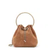 Jimmy Choo Bon Bon Suede Bag In Gold