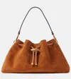 Jimmy Choo Bon Bon Suede Bucket Bag In Tan/gold