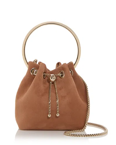 Jimmy Choo Bon Bon Suede Top Handle Bag In Gold