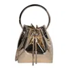 Jimmy Choo Bon Bon Mini Gold-tone Handbag With Metal Bracelet Handle In Mirror Fabbric Woman In Gold