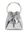 Jimmy Choo Bon Bon Mini Silver-tone Handbag With Metal Bracelet Handle In Mirror Fabbric Woman In Silver