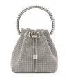 Jimmy Choo Silver Satin Bag With Crystal Mesh And Handle In Silver