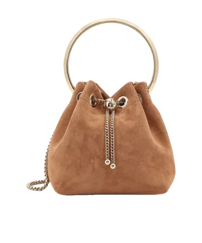 Jimmy Choo Bon Bon Mini Bucket Bag In Brown