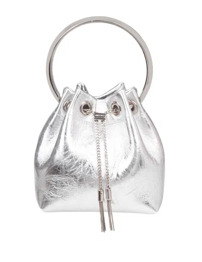 JIMMY CHOO BON BON TZZ IN METALLIC LEATHER COLOR SILVER