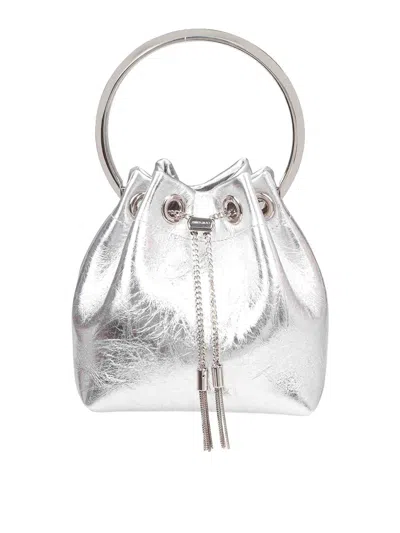 Jimmy Choo Bon Bon Tzz In Metallic Leather In Silver