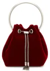 Jimmy Choo Bon Bon Velvet Bucket Bag In Red