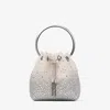 Jimmy Choo Bon Bon Crystal Mesh Bucket Bag In White/crystal