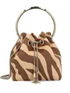 Jimmy Choo Bon Bon Zebra-print Ring-handle Bag In Brown