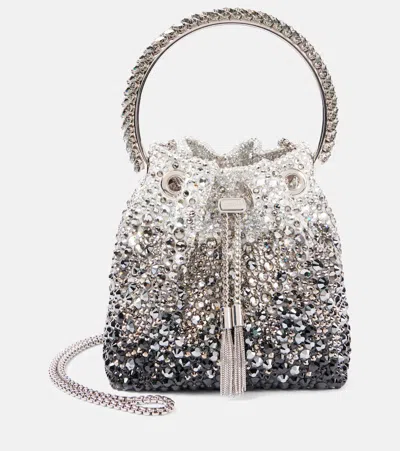 Jimmy Choo Bonbon Embellished Bucket Bag In Black