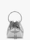 Jimmy Choo Structured Metallic Bucket Bag With Circular Handles In Silver