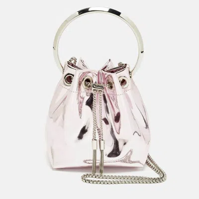 Pre-owned Jimmy Choo Bonbon Pink Mirror Leather Bucket Bag