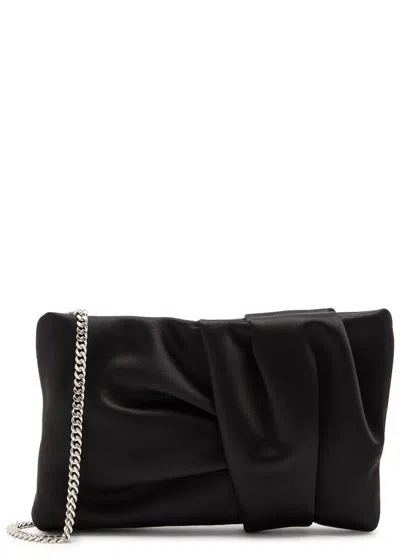 Jimmy Choo Bonny Gathered Satin Clutch In Black